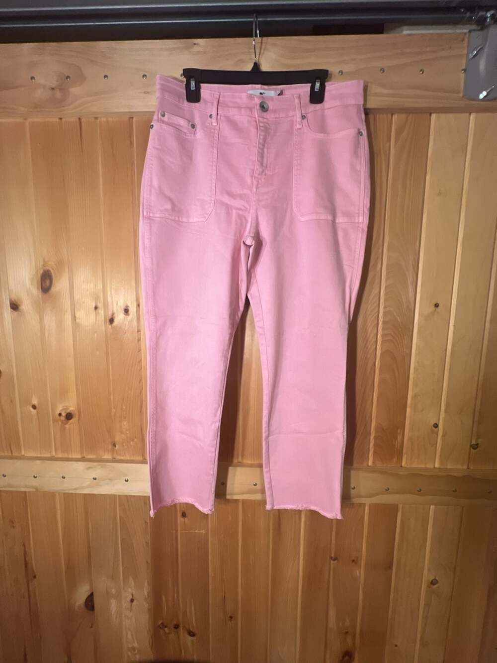 vineyard vines Pink Jamie Utility High-Rise Straight Crop Pants Raw Hem Size 32